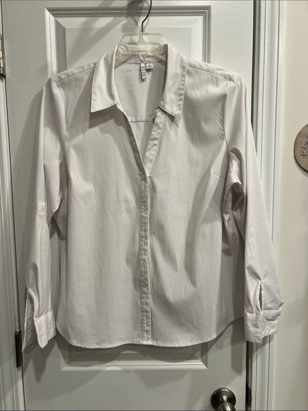 Elle White Button-Front Collared Blouse